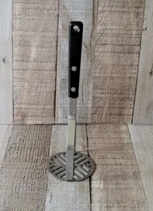 Vintage EKCO Forge Masher Utensil Black Handle Stainless Steel USA Ricer Potato - Picture 1 of 10