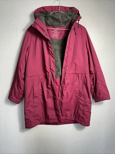 CHAQUETA IMPERMEABLE LARGA MODELO L BEAN TRAIL MUJER GRANDE CREMALLERA COMPLETA CAPUCHA ROJA - Imagen 1 de 10