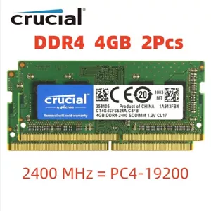 CRUCIAL DDR4 2x4GB 8GB 2400 PC4-19200 Laptop Notebook Memory RAM SODIMM 2Pcs 4GB - Picture 1 of 8