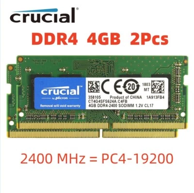 CRUCIAL DDR4 2x4GB 8GB 2400 PC4-19200 Laptop Notebook Memory RAM SODIMM 2Pcs 4GB - Image 1 of 4