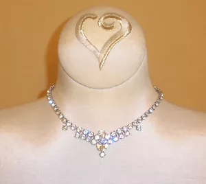 Collar de noche de diamantes de imitación transparentes muy hermoso y clásico - Imagen 1 de 5