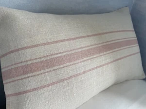 Peony & Sage Cushion Cover Grainsack Linen Fabric- Pink Danish Stripe 30 x 50cm - Picture 1 of 2