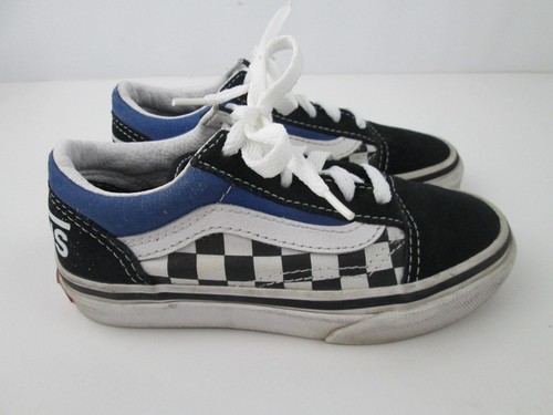 Scarpe da skate Vans ragazzo taglia 11 basse nere blu bianche lacci giovanili 507452 bambini