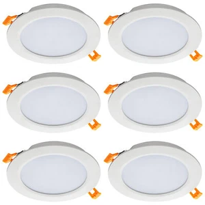6x LED Einbaustrahler 12W 230V Ø168x24mm warmweiß, LED Panel rund weiß SEBSON - Bild 1 von 6