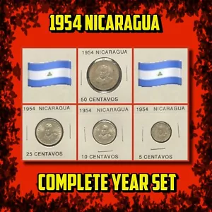 1954 Nicaragua ๐ณ๐ฎ ~ Complete Year Set ~ 4 Coins - Picture 1 of 9