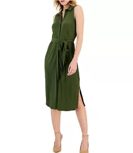 I.N.C. International Concepts Women's Olive Green Collared Midi Dress NWT MEDIUM - Picture 1 of 2