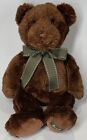 Harrods Teddy Bear Brown With A Green Bow - Beautiful Medium Size - Collectible