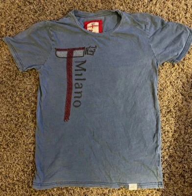 Camiseta Milano Italia Azul Letras Cosidas Algodón M Hombre Vintage Foto 1 de 4