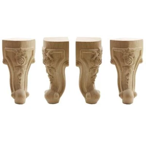 Solid Unfinished Carved Wood Furniture Legs Sofa Couch Chair Ottoman Loveseat... - Picture 1 of 4