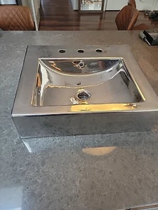 8007/B Scarabeo Ceramic Platinum FINISH Square Sink  - Picture 1 of 12