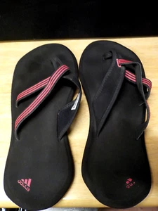 WOMEN'S ADIDAS BLACK & PINK FLIP FLOP THONG SANDALS SIZE 7 NWOT NWOB - Picture 1 of 4