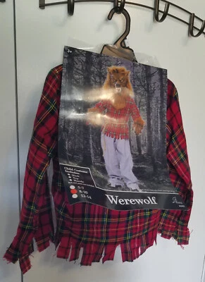 NWT Eerie Alley Child Size 8-10 Costume Werewolf Mask, Top & Hands - Image 1 of 4