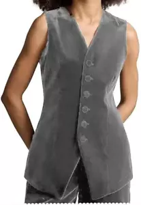 Chaleco de terciopelo para mujer L cuello en V 6 botones moda elegante chaleco chaqueta sin mangas - Imagen 1 de 7