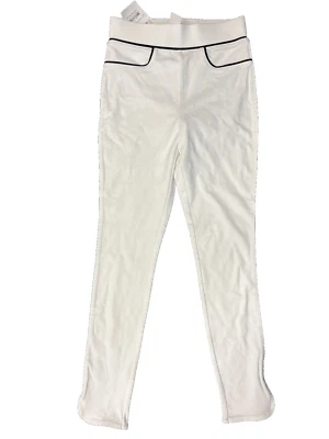 HUE Mujer Piped Cintura Alta Ponte Skimmer Leggings Blanco X-Pequeño Foto 1 de 4