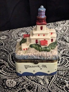 Tillamook O Faro Scatola Portagioie Souvenir Vintage Collezione Faro - Foto 1 di 6