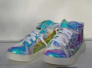 WONDER NATION GIRLS CASUAL SEE THROUGH SNEAKERS SHOES SIZE 6 LACE UP ANKLE TOP - Picture 1 of 6