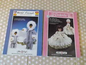 Lot 2 Crochet Patterns Books Cinderella Pillow doll dress & World Friends Eskimo - Picture 1 of 3
