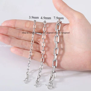 3.9mm-5mm Pure Platinum 950 Men Women Rolo Link Chain Bracelet Bangle 6.3-7.1 in - Picture 1 of 4