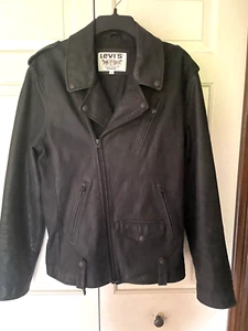 Levi's Herren Schwarz Klassisch Kunstleder Motorrad Punk Goth Jacke - Größe M - Bild 1 von 10
