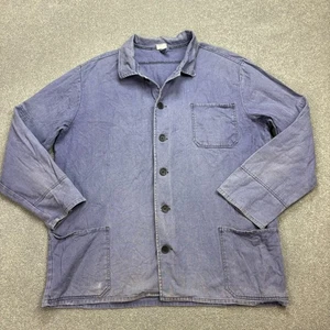 French Jacket Adult Large Blue VINTAGE Faded Work Wear Chore Canvas Utility Mens - Picture 1 of 8