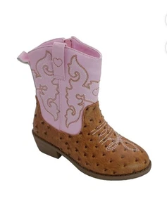 Neu mit Etikett Pawz Western Cowboystiefel Mädchen Straußendetail Reißverschluss pink Größe 4 - Bild 1 von 6
