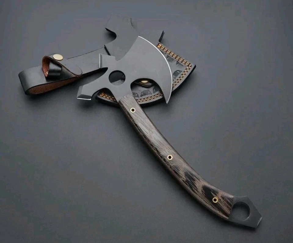 Hacha Hecha a Mano Personalizada Batalla Vikinga Acero Carbono Medieval Hacha de Lanzar con Funda Foto 1 de 1