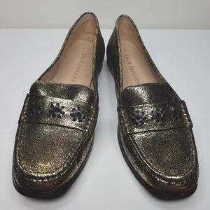 Jack Rogers Remy Loafers Metallic Gold crackle women's size 11 Lk Nw - Picture 1 of 7