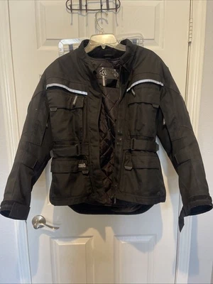 Chaqueta de motocicleta pequeña negra Cortech para mujer con forro térmico extraíble Foto 1 de 4