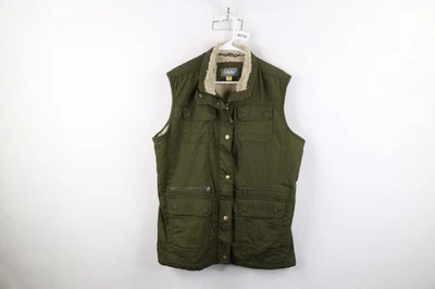 Vintage Y2K Cabelas Womens Size XL Deep Pile Fleece Lined Zip Vest Jacket Green - Image 1 of 4