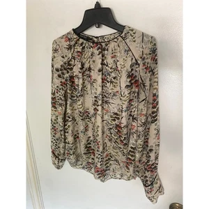 Zara long sleeve blouse women's size S beige floral career romantic fairy  - Picture 1 of 4