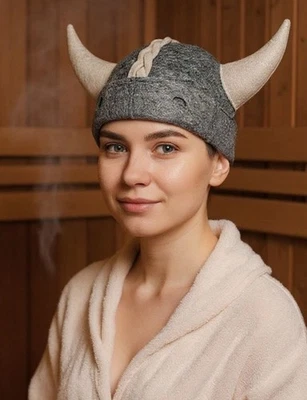 Sauna Hat Natural Wool Felt Cap Bath House Kit Schapka Hat Saunahut - Image 1 of 4