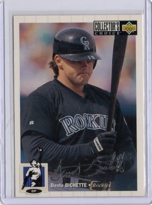 1994 Rockies Dante Bichette Upper Deck Collectors Choice  SILVER SIGNATURE #52 - Image 1 of 2