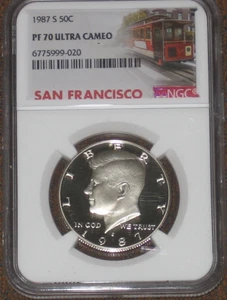1987 S Clad Proof JFK Kennedy Half Dollar NGC PF70 UCAM PR 50c - Bild 1 von 2