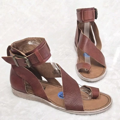 Free People Women's 38/7.5 Vale Boot Sandal Open Toe Leather Mahogany Gladiator - Image 1 of 4
