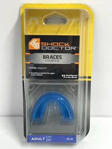 Shock Doctor Doppelspange trägerloser Mundschutz - Erwachsene Alter 12+ blau - Neu in Verpackung - Bild 1 von 6