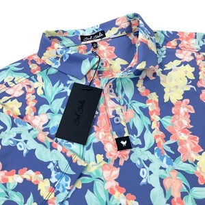 Bad Birdie Lei'd Core Golf Polo Mens Size XL, 2XL SLIM FIT Tropical Floral NWT - Picture 1 of 7