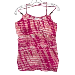 Motherhood Maternity Pink Red Tie Dye Spaghetti Strap Shirt Cotton Womens Small - Picture 1 of 7