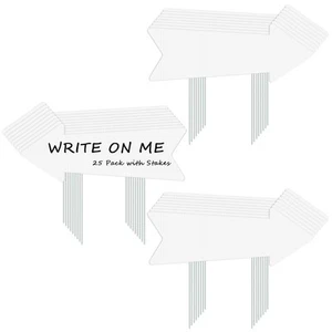 Blank Arrow Signs with Stakes 25 Pack 17 X 6 Inches Wedding Directional Yard ... - Picture 1 of 7