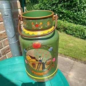 Milchkanne, alt, mit Henkel, Bauernmalerei, Dekoration, Metall, Höhe: 48 cm - Bild 1 von 3