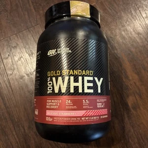 Optimum Nutrition Gold Standard 100% Whey Protein Powder, Strawberry, 2Lbs - Picture 1 of 3