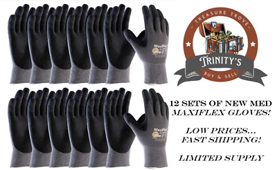 PROTECTIVE INDUSTRIAL PRODUCTS ! PIP MaxiFlex Ultimate Nitrile Micro-Foam Gloves #8 Med Style 34-874 12 Pairs !