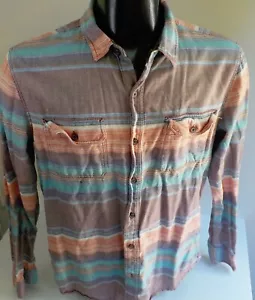 MODERN AMUSEMENT 100% Cotton Striped LS Button Front Shirt Multicolor SZ LARGE - Picture 1 of 4