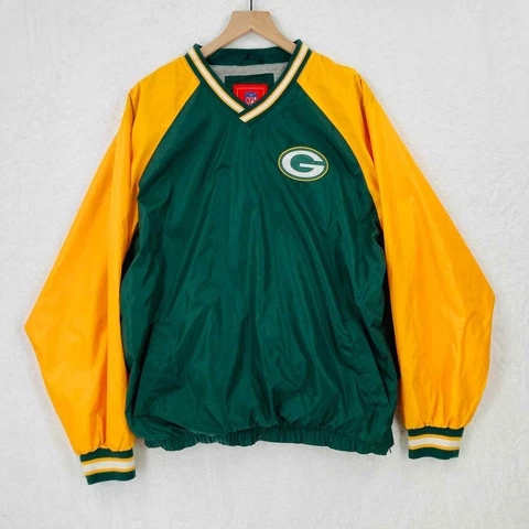 Green Bay Packers Windbreaker Pullover Mens Medium NFL Lined Cover