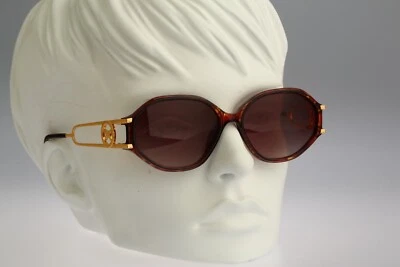 Paloma Picasso 3762 10, Vintage 90s gold & tortoise hexagon sunglasses women NOS - Image 1 of 4