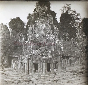 Asien Kambodscha Tempel Archäologie Ruinen c1920 Foto Stereo Platte Gläser - Bild 1 von 2