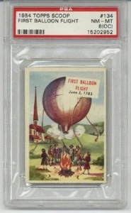 1954 TOPPS SCOOP FIRST BALLOON FLIGHT #134 PSA 8 (OC) LOW POP RARE NEW LABEL - Picture 1 of 2