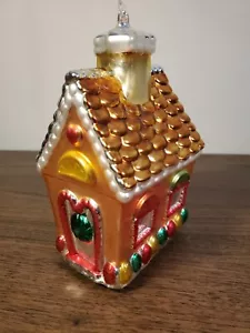 Large Glass Gingerbread House Christmas Ornament - Picture 1 of 8