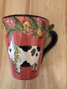 blue sky 2004 Clay Work Kaffeetasse rosa mit Schwein neu - Bild 1 von 5