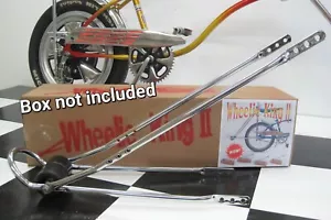 "Wheelie King" Bicycle WHEELIE BAR System W/ Black Wheels fits Schwinn Stingray - Picture 1 of 6