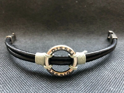 Anel de metal unissex elegante cordão de cânhamo embrulhado pulseiras de couro|presente de dia dos pais - Imagem 1 de 4